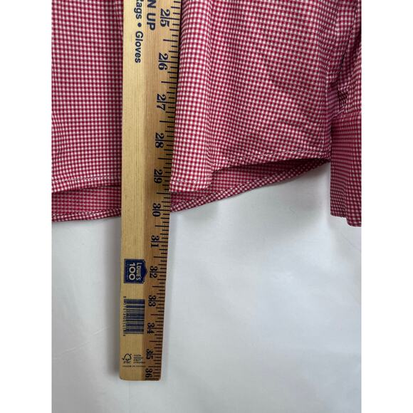 Mizzen + Main Women's Size XL Red/White Mini Check Long Sleeve Button Up Shirt - Picture 7 of 10